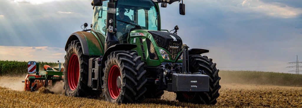 Large tractor working on a farm